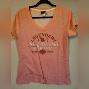 Harley-Davidson Women's Legendary Peach V-Neck Tee